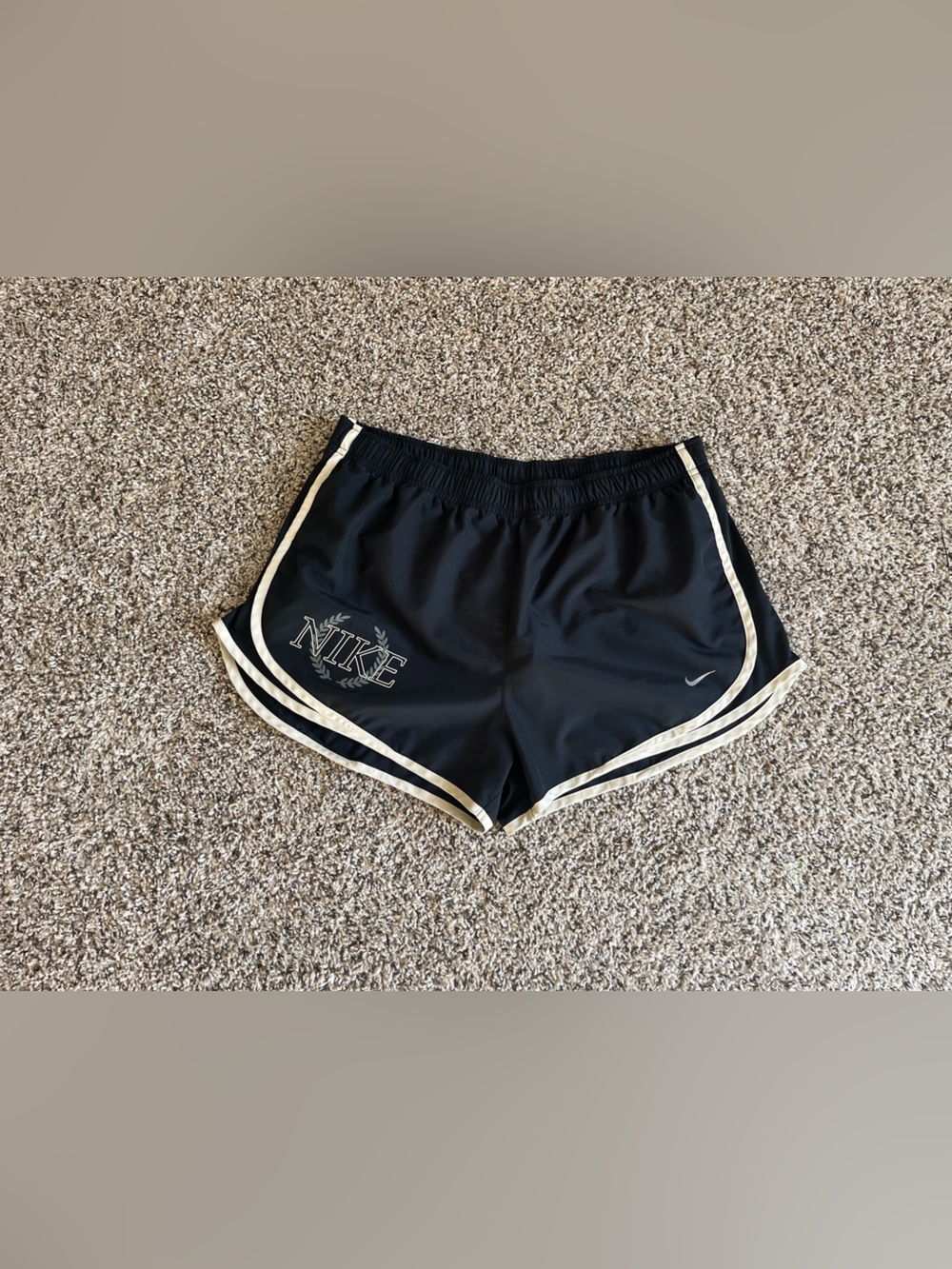 Nike Black Women's Athletic Shorts with Cream Piping
